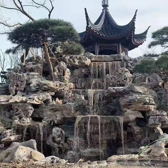 太湖石瀑布假山