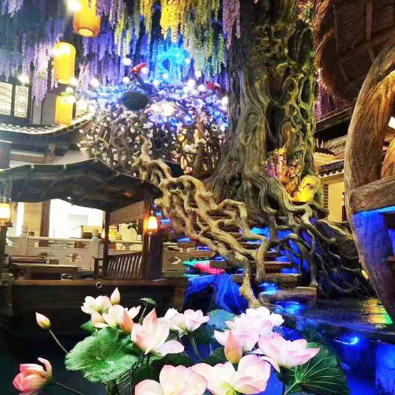 主题餐厅水泥仿树造景